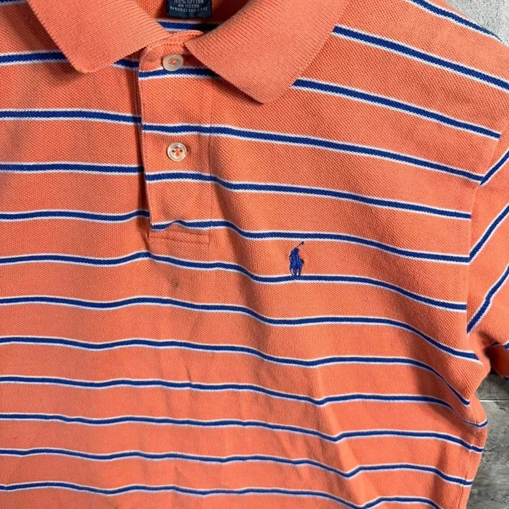 Orange‎ and blue striped Ralph Lauren polo shirt Kids Medium 12 -14